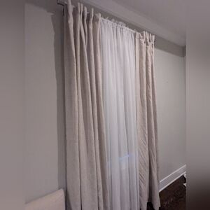 8 Panels Elegant Cream And White Curtains 96 In Long